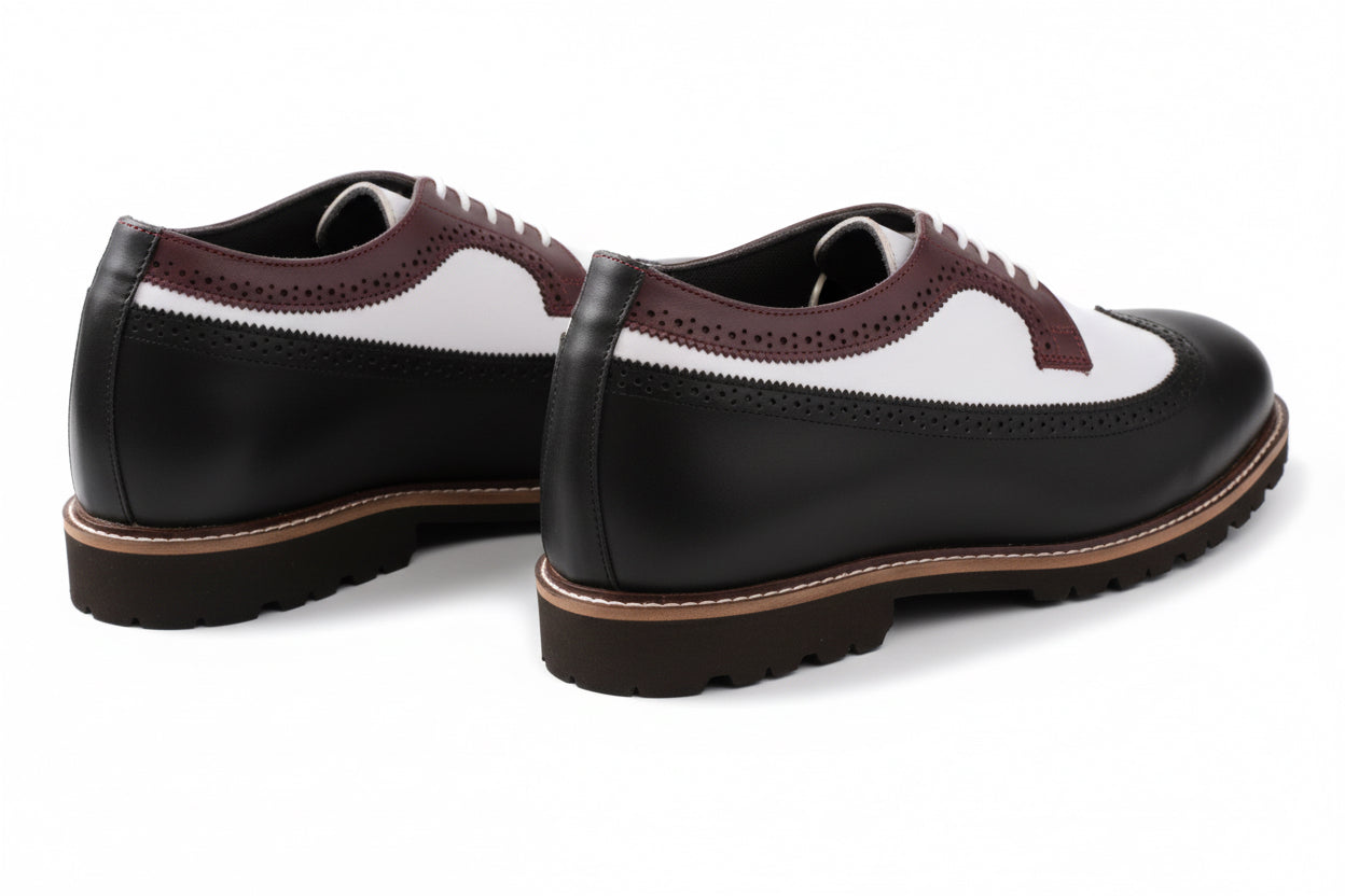 Gatsby is a designer elevator brogue crafted with a discreet 2.5 inch hidden lift, combining classic brogue construction with refined handcrafted detailing. Designed for weddings, formal occasions, evening wear, and elevated smart casual styling, the silhouette delivers understated height enhancement with timeless sophistication and comfort.