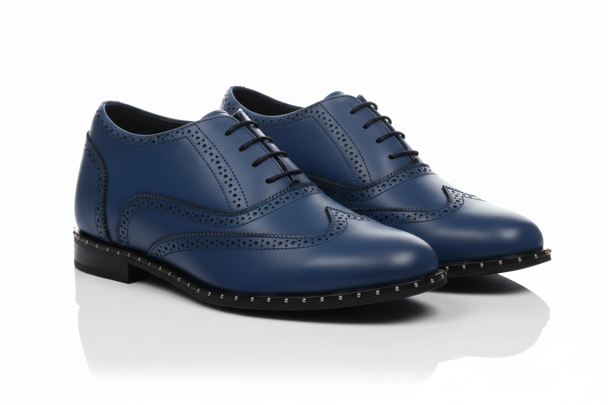 Modern designer brogues with a discreet 2.5 inch hidden lift. Crafted for formalwear, office styling, weddings, and elevated everyday dressing.